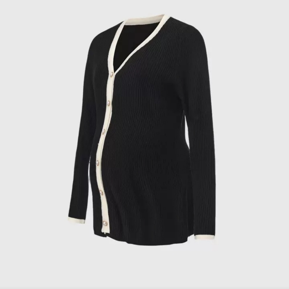 Black Maternity Cardigan Sweater